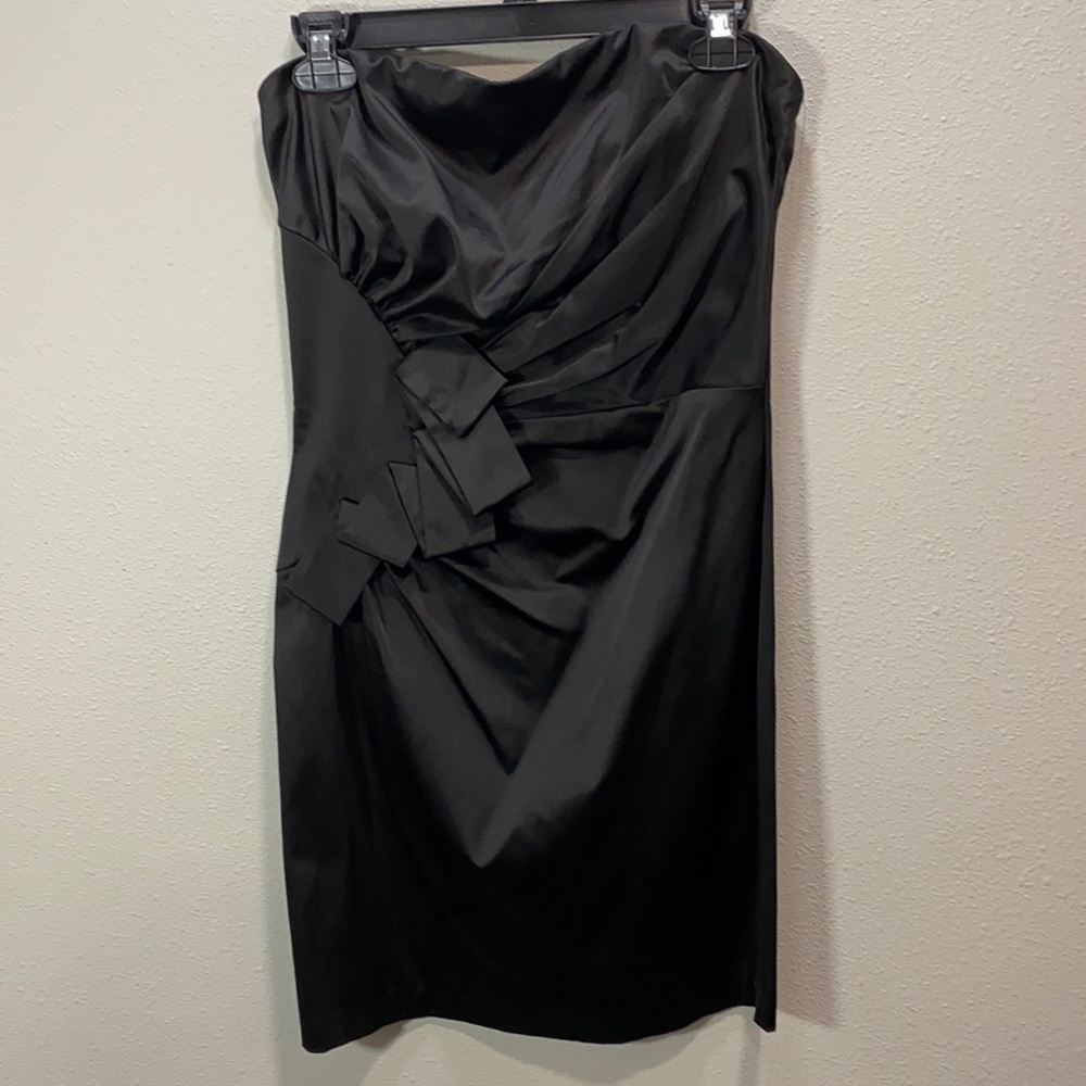 Gunne Sax 2 by Jessica McClintock black strapless mini dress satin
